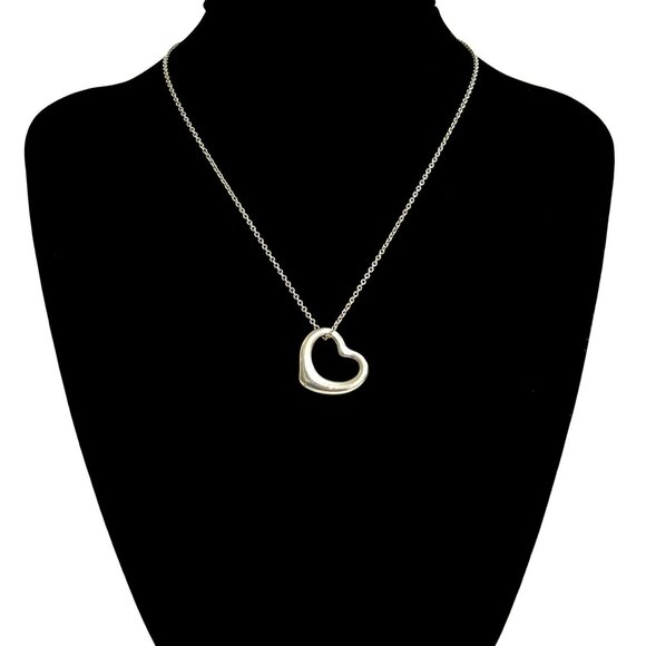 TIFFANY & Co. Tiffany Open Heart Motif Sterling Silver 925 Necklace Pendant 2...